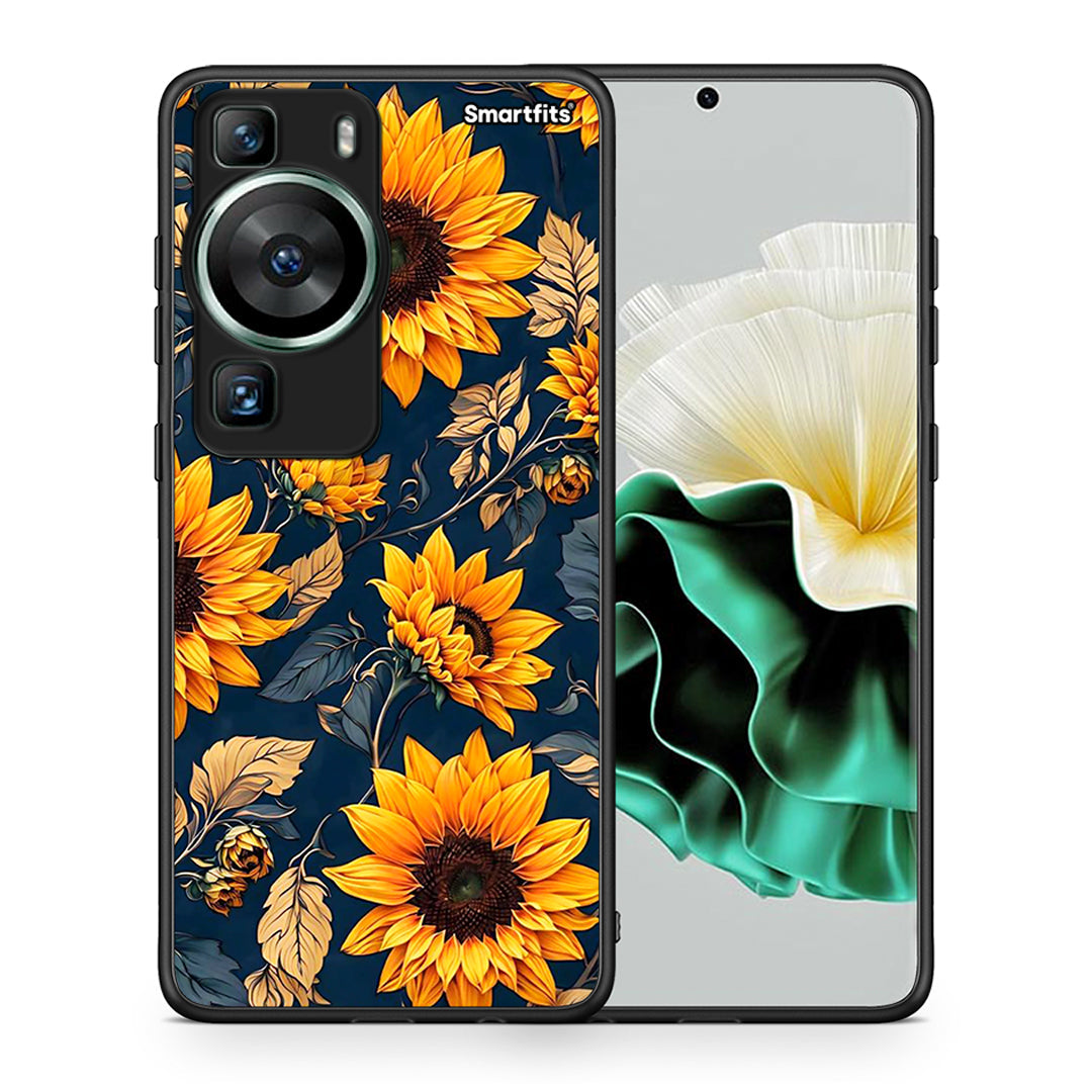 Θήκη Huawei P60 Autumn Sunflowers από τη Smartfits με σχέδιο στο πίσω μέρος και μαύρο περίβλημα | Huawei P60 Autumn Sunflowers Case with Colorful Back and Black Bezels