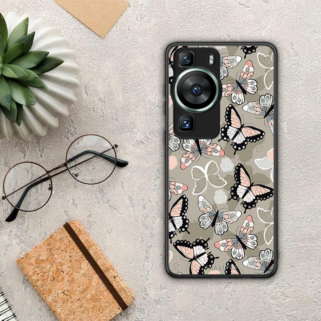 Θήκη Huawei P60 Boho Butterflies από τη Smartfits με σχέδιο στο πίσω μέρος και μαύρο περίβλημα | Huawei P60 Boho Butterflies Case with Colorful Back and Black Bezels