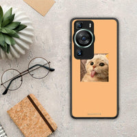 Thumbnail for Θήκη Huawei P60 Cat Tongue από τη Smartfits με σχέδιο στο πίσω μέρος και μαύρο περίβλημα | Huawei P60 Cat Tongue Case with Colorful Back and Black Bezels