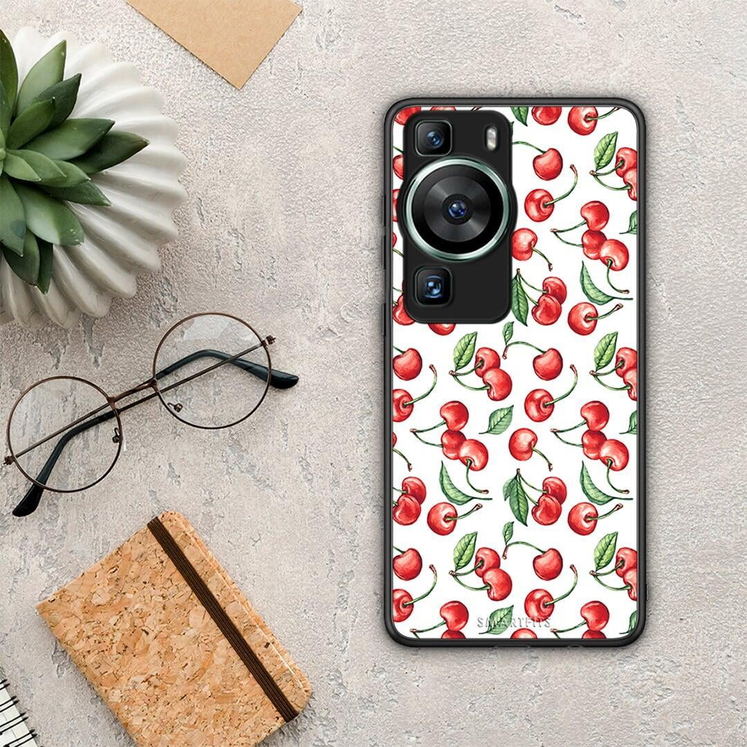 Θήκη Huawei P60 Cherry Summer από τη Smartfits με σχέδιο στο πίσω μέρος και μαύρο περίβλημα | Huawei P60 Cherry Summer Case with Colorful Back and Black Bezels