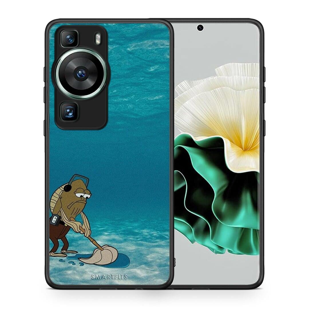 Θήκη Huawei P60 Clean The Ocean από τη Smartfits με σχέδιο στο πίσω μέρος και μαύρο περίβλημα | Huawei P60 Clean The Ocean Case with Colorful Back and Black Bezels