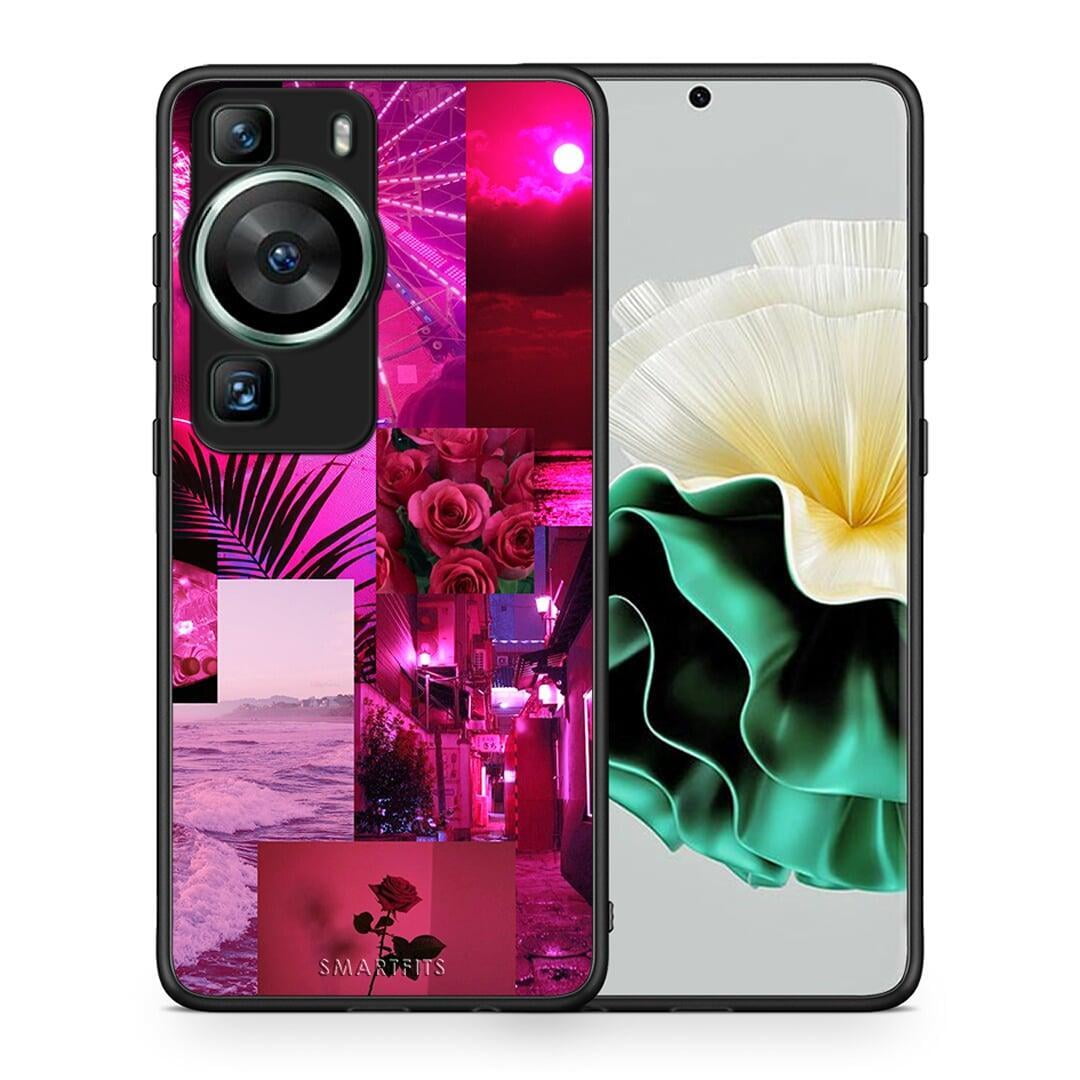 Θήκη Huawei P60 Collage Red Roses από τη Smartfits με σχέδιο στο πίσω μέρος και μαύρο περίβλημα | Huawei P60 Collage Red Roses Case with Colorful Back and Black Bezels