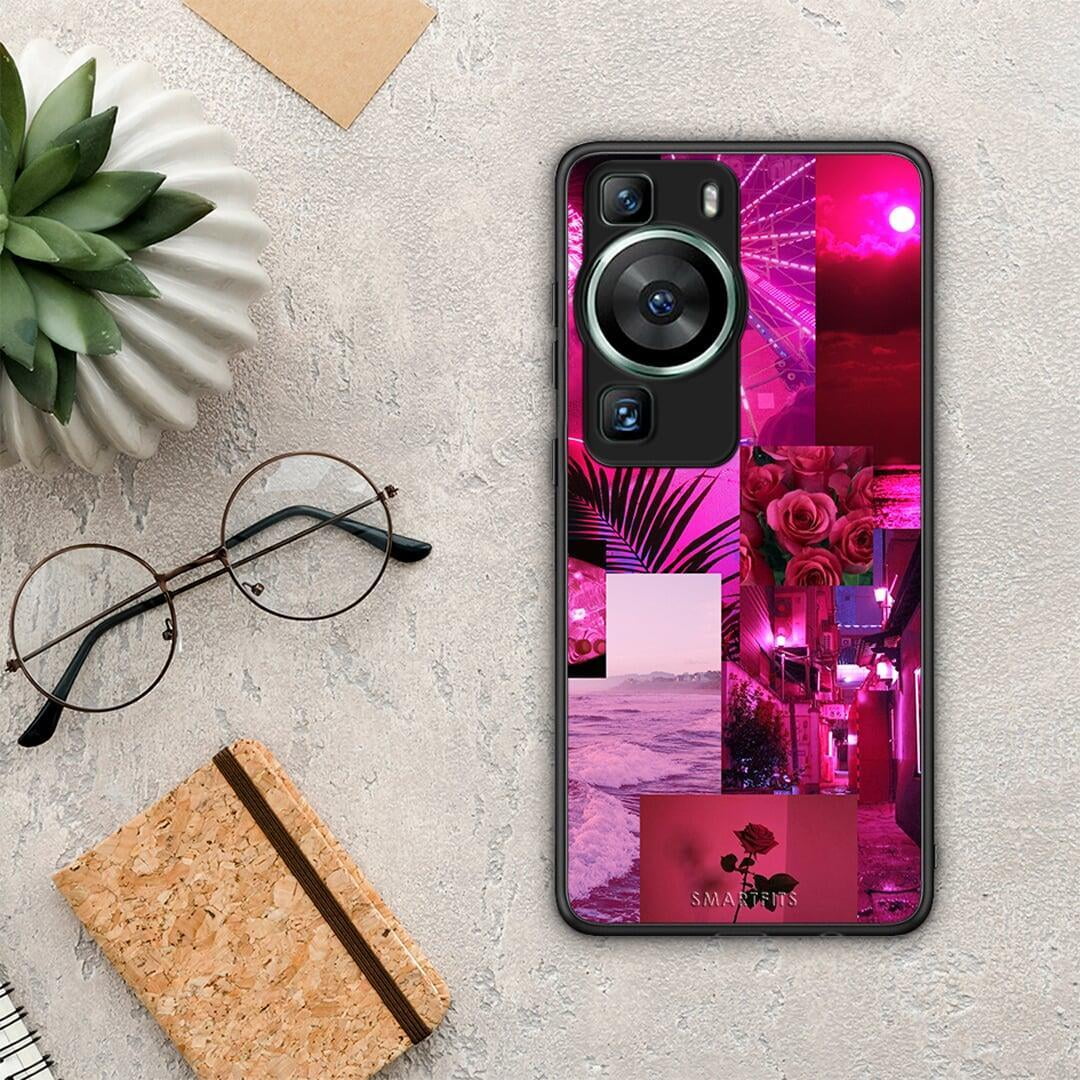 Θήκη Huawei P60 Collage Red Roses από τη Smartfits με σχέδιο στο πίσω μέρος και μαύρο περίβλημα | Huawei P60 Collage Red Roses Case with Colorful Back and Black Bezels