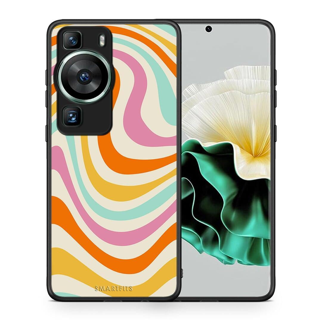 Θήκη Huawei P60 Colourful Waves από τη Smartfits με σχέδιο στο πίσω μέρος και μαύρο περίβλημα | Huawei P60 Colourful Waves Case with Colorful Back and Black Bezels