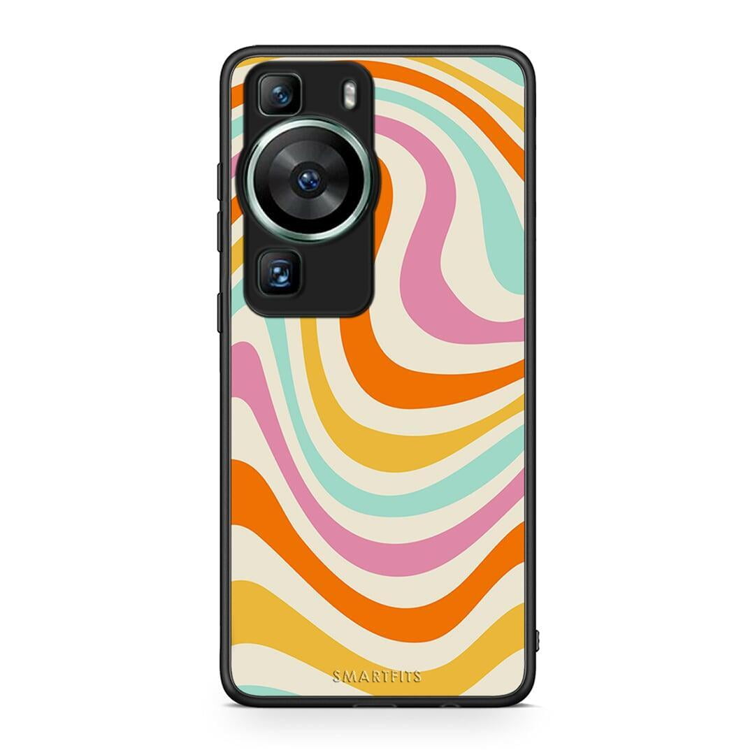 Θήκη Huawei P60 Colourful Waves από τη Smartfits με σχέδιο στο πίσω μέρος και μαύρο περίβλημα | Huawei P60 Colourful Waves Case with Colorful Back and Black Bezels