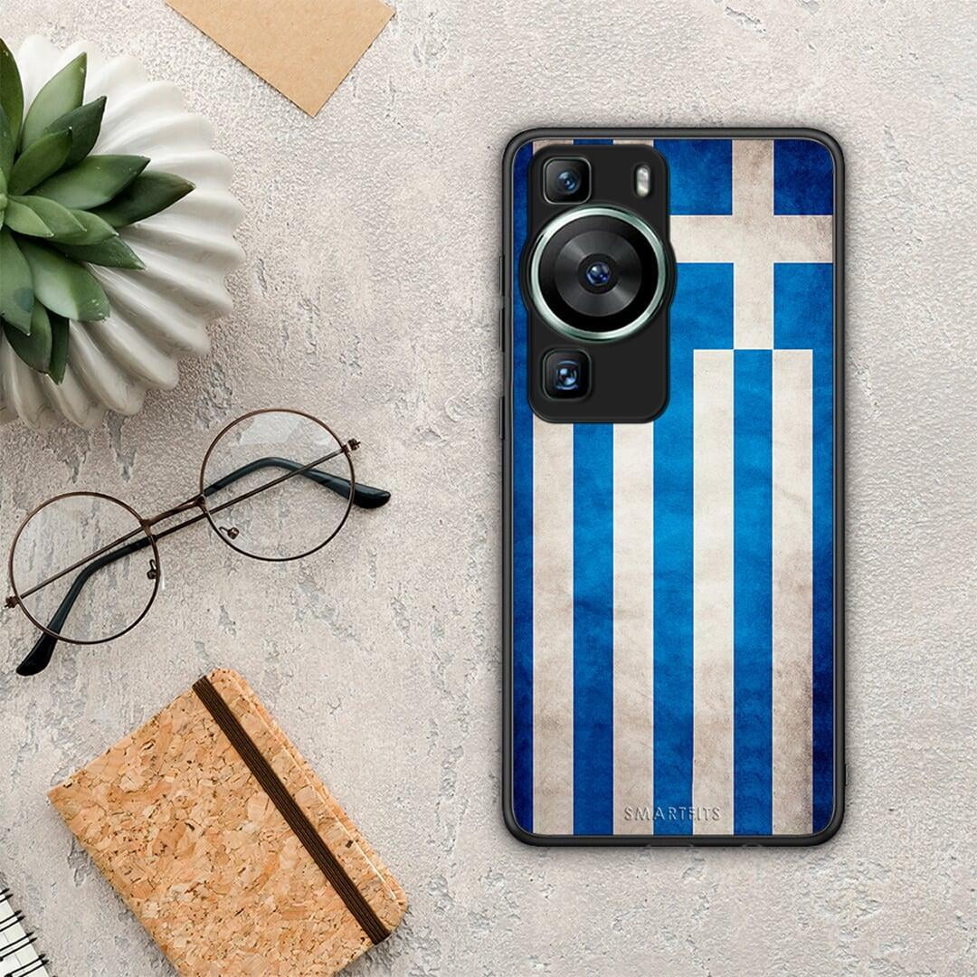 Θήκη Huawei P60 Flag Greek από τη Smartfits με σχέδιο στο πίσω μέρος και μαύρο περίβλημα | Huawei P60 Flag Greek Case with Colorful Back and Black Bezels