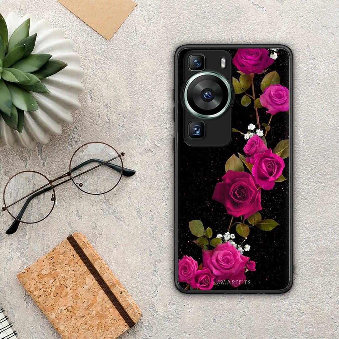 Θήκη Huawei P60 Flower Red Roses από τη Smartfits με σχέδιο στο πίσω μέρος και μαύρο περίβλημα | Huawei P60 Flower Red Roses Case with Colorful Back and Black Bezels