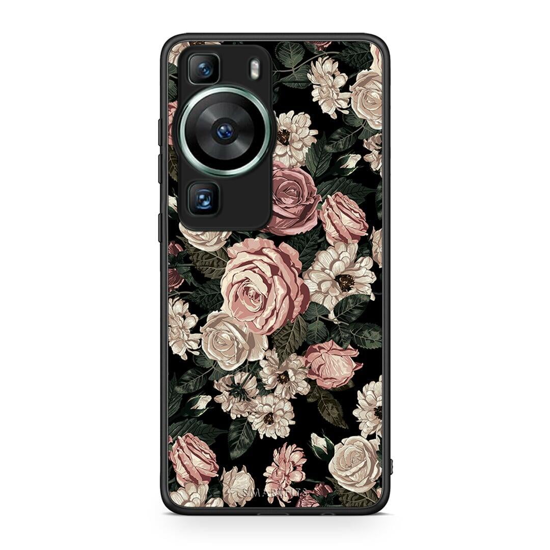 Θήκη Huawei P60 Flower Wild Roses από τη Smartfits με σχέδιο στο πίσω μέρος και μαύρο περίβλημα | Huawei P60 Flower Wild Roses Case with Colorful Back and Black Bezels