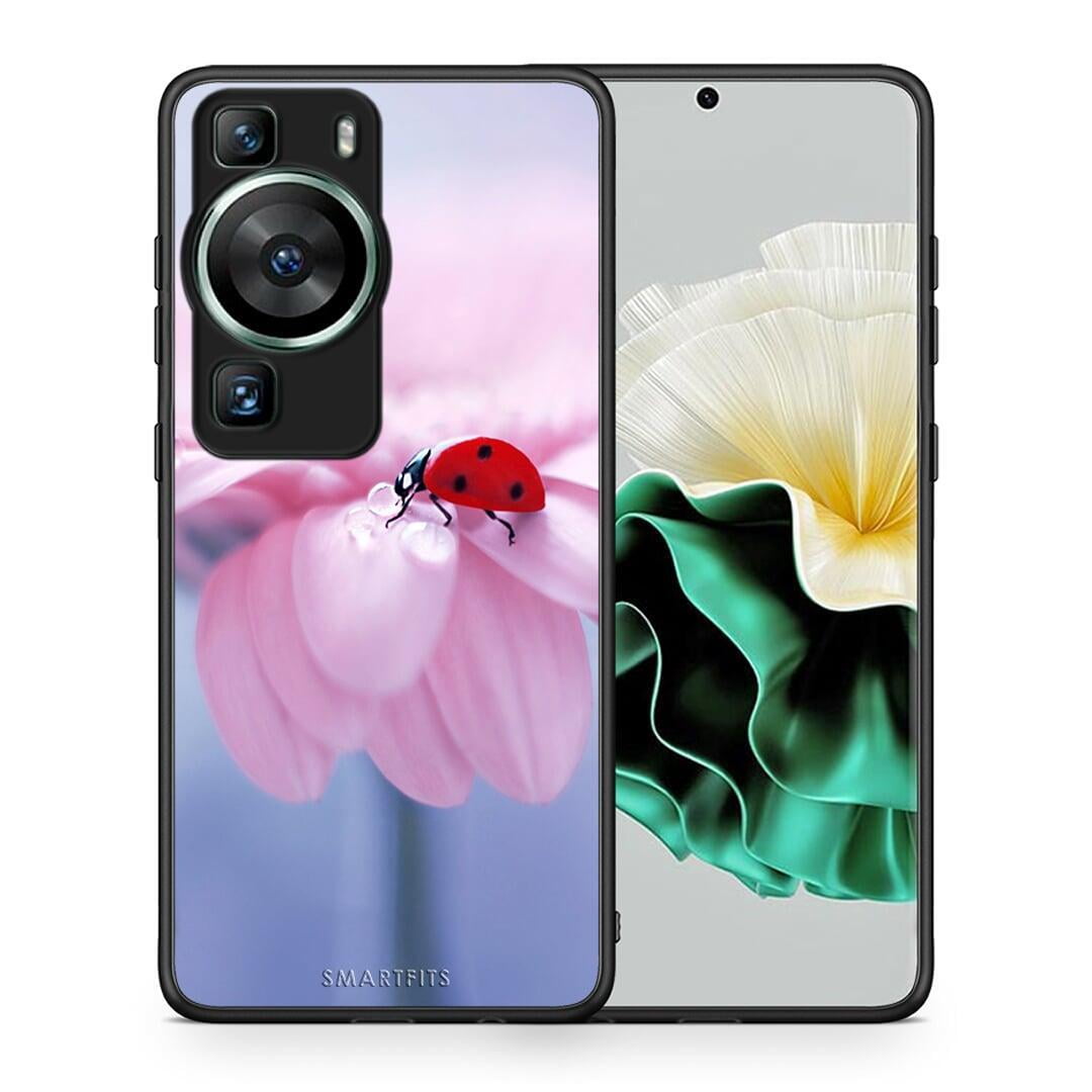 Θήκη Huawei P60 Ladybug Flower από τη Smartfits με σχέδιο στο πίσω μέρος και μαύρο περίβλημα | Huawei P60 Ladybug Flower Case with Colorful Back and Black Bezels