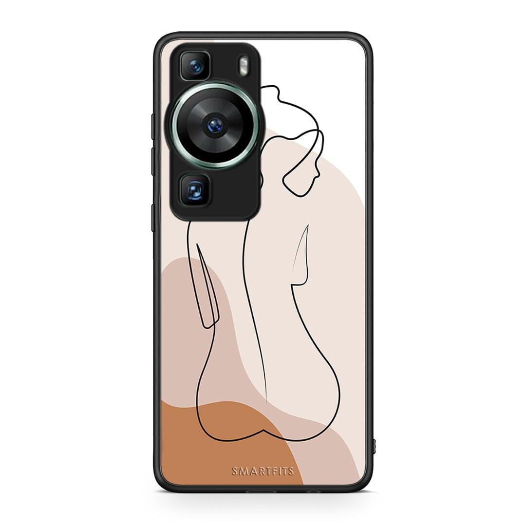 Θήκη Huawei P60 LineArt Woman από τη Smartfits με σχέδιο στο πίσω μέρος και μαύρο περίβλημα | Huawei P60 LineArt Woman Case with Colorful Back and Black Bezels