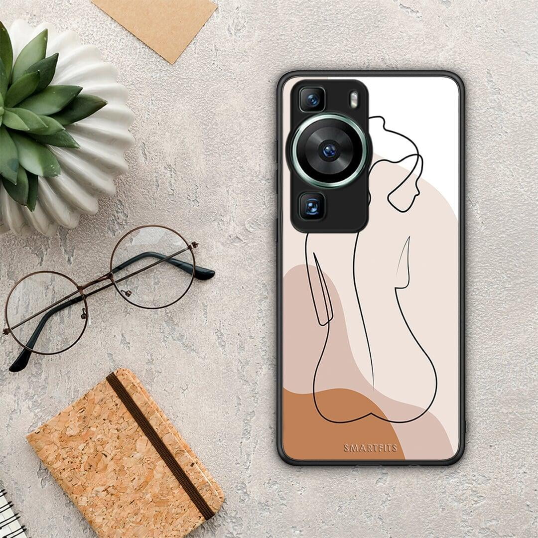 Θήκη Huawei P60 LineArt Woman από τη Smartfits με σχέδιο στο πίσω μέρος και μαύρο περίβλημα | Huawei P60 LineArt Woman Case with Colorful Back and Black Bezels