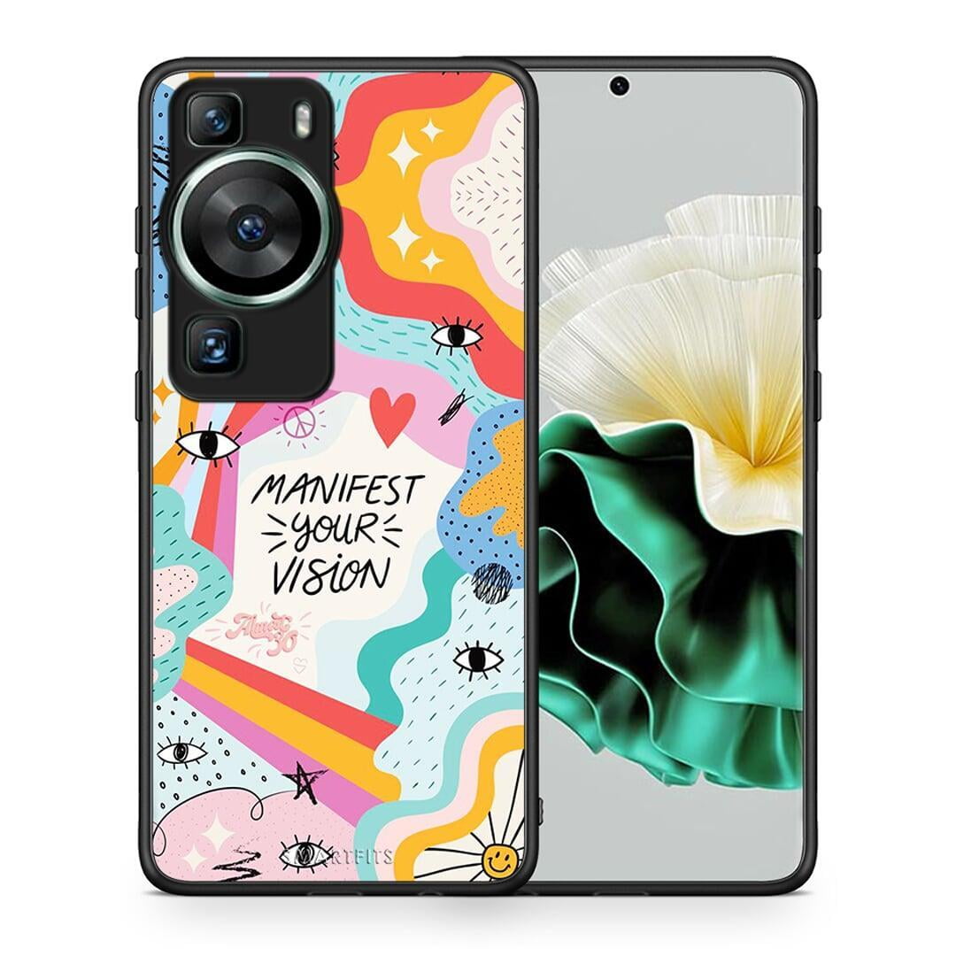 Θήκη Huawei P60 Manifest Your Vision από τη Smartfits με σχέδιο στο πίσω μέρος και μαύρο περίβλημα | Huawei P60 Manifest Your Vision Case with Colorful Back and Black Bezels