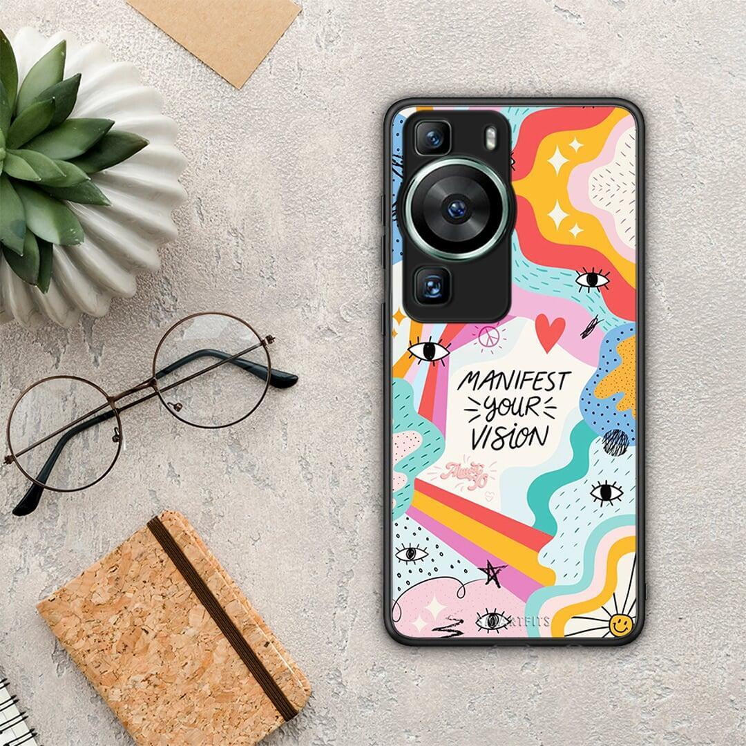 Θήκη Huawei P60 Manifest Your Vision από τη Smartfits με σχέδιο στο πίσω μέρος και μαύρο περίβλημα | Huawei P60 Manifest Your Vision Case with Colorful Back and Black Bezels