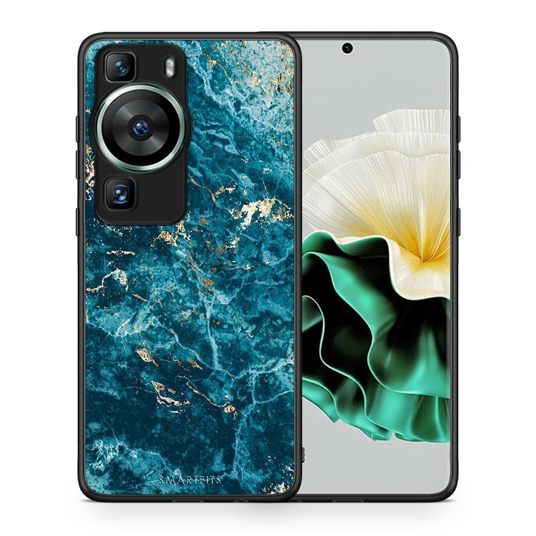 Θήκη Huawei P60 Marble Blue από τη Smartfits με σχέδιο στο πίσω μέρος και μαύρο περίβλημα | Huawei P60 Marble Blue Case with Colorful Back and Black Bezels