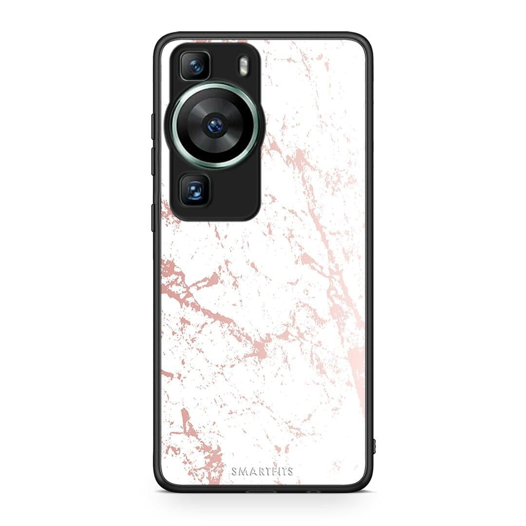 Θήκη Huawei P60 Marble Pink Splash από τη Smartfits με σχέδιο στο πίσω μέρος και μαύρο περίβλημα | Huawei P60 Marble Pink Splash Case with Colorful Back and Black Bezels