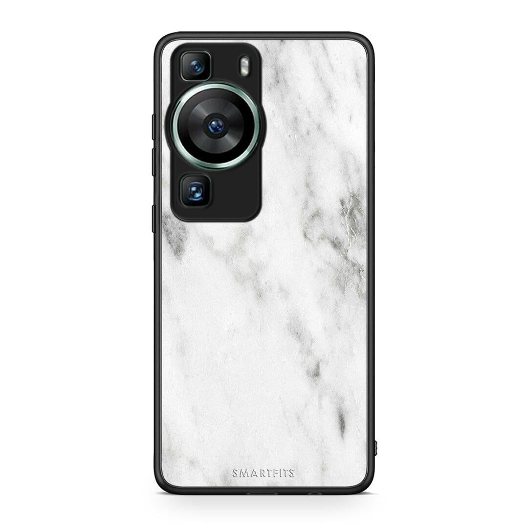 Θήκη Huawei P60 Marble White από τη Smartfits με σχέδιο στο πίσω μέρος και μαύρο περίβλημα | Huawei P60 Marble White Case with Colorful Back and Black Bezels