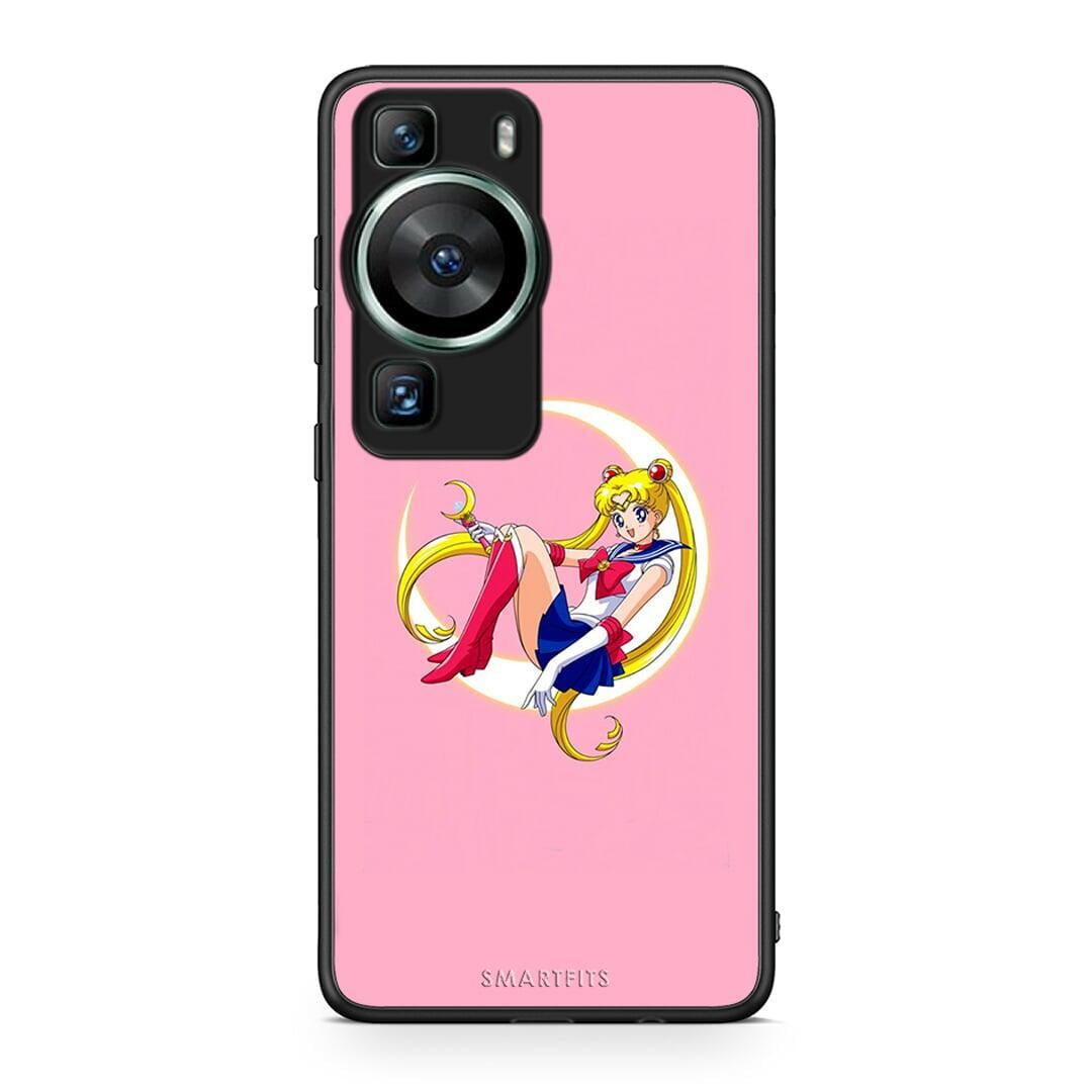 Θήκη Huawei P60 Moon Girl από τη Smartfits με σχέδιο στο πίσω μέρος και μαύρο περίβλημα | Huawei P60 Moon Girl Case with Colorful Back and Black Bezels