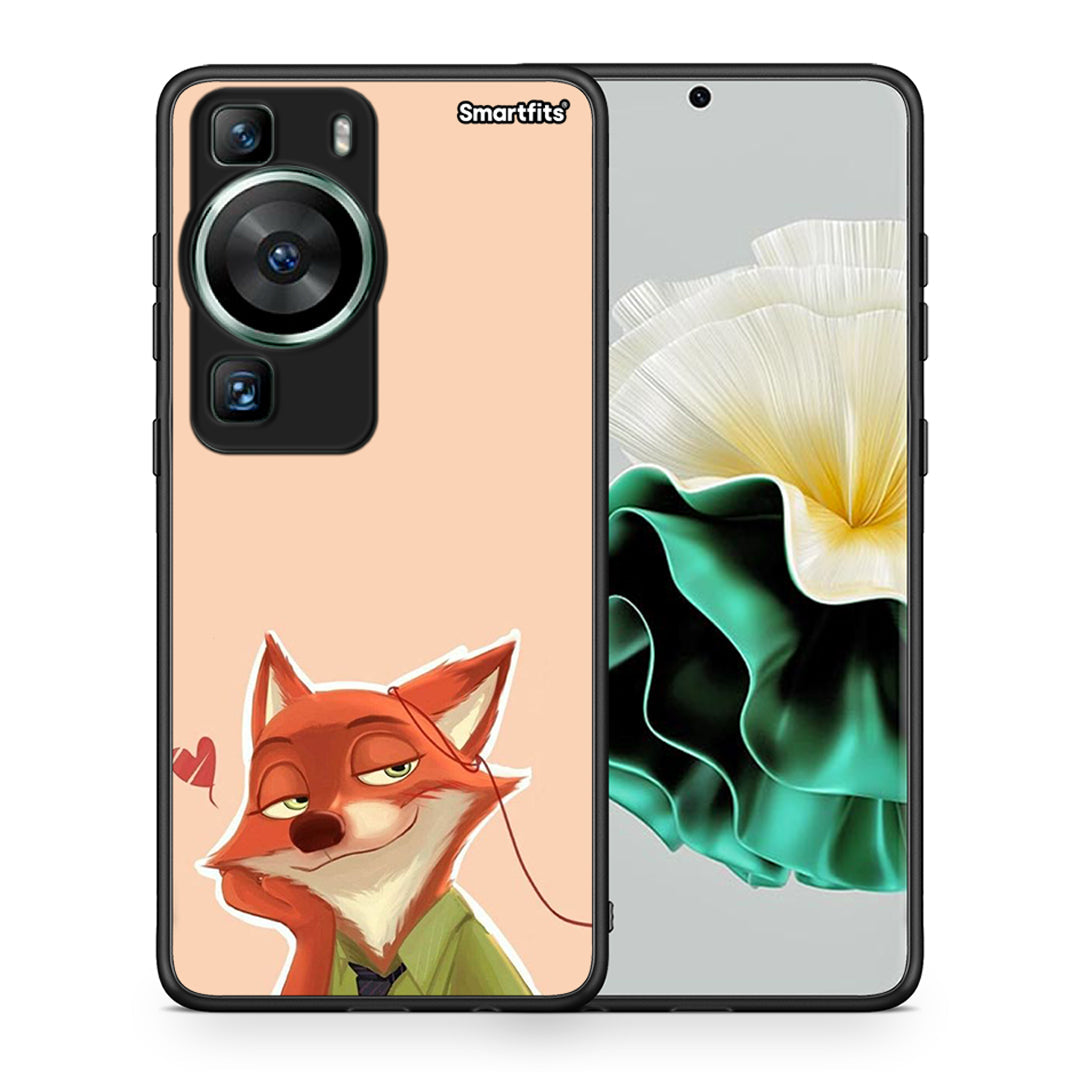 Θήκη Huawei P60 Nick Wilde And Judy Hopps Love 1 από τη Smartfits με σχέδιο στο πίσω μέρος και μαύρο περίβλημα | Huawei P60 Nick Wilde And Judy Hopps Love 1 Case with Colorful Back and Black Bezels