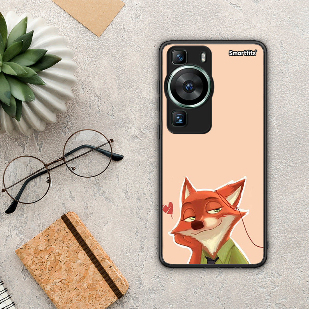 Θήκη Huawei P60 Nick Wilde And Judy Hopps Love 1 από τη Smartfits με σχέδιο στο πίσω μέρος και μαύρο περίβλημα | Huawei P60 Nick Wilde And Judy Hopps Love 1 Case with Colorful Back and Black Bezels