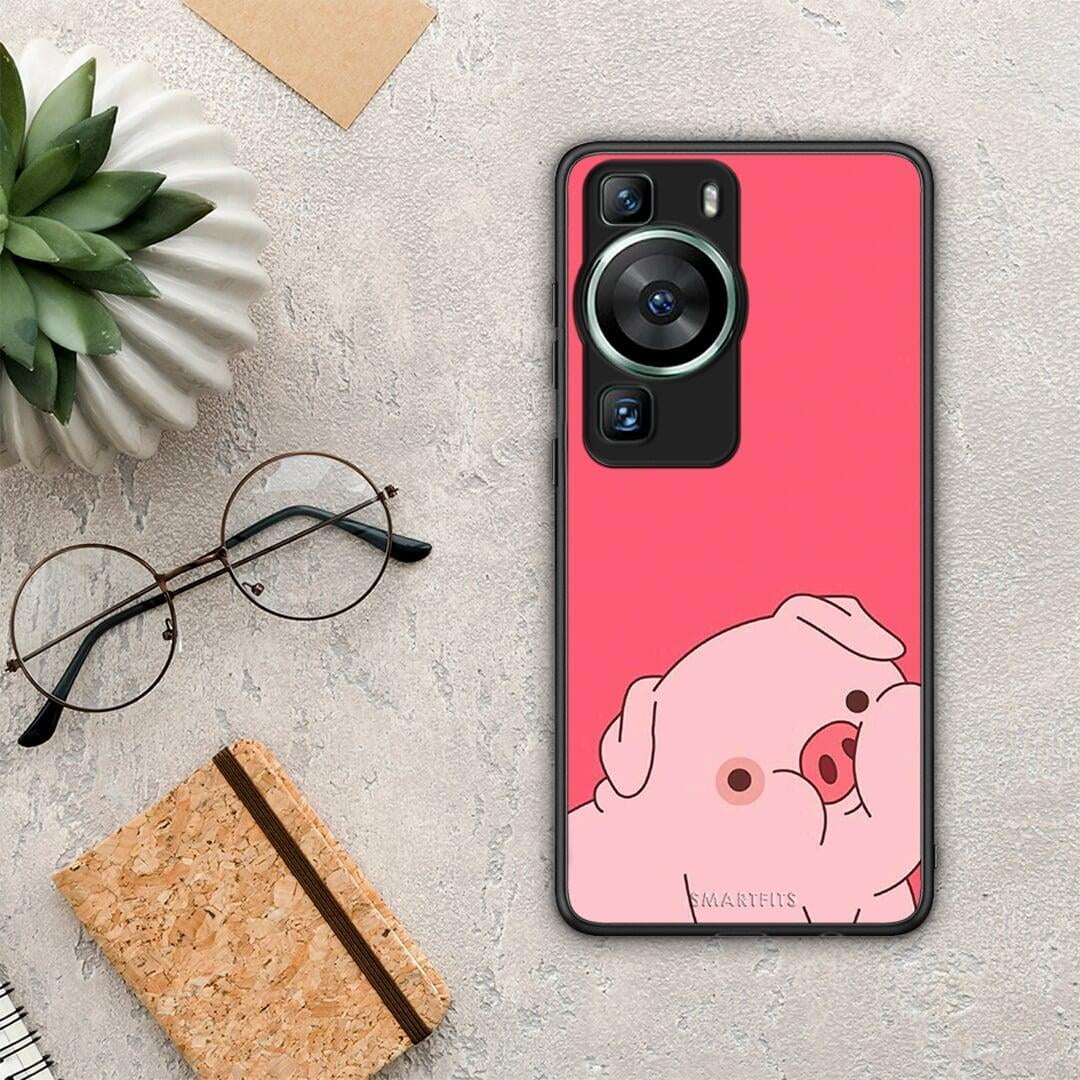 Θήκη Huawei P60 Pig Love 1 από τη Smartfits με σχέδιο στο πίσω μέρος και μαύρο περίβλημα | Huawei P60 Pig Love 1 Case with Colorful Back and Black Bezels