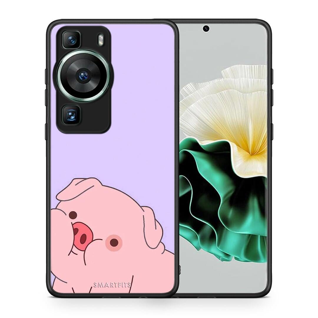 Θήκη Huawei P60 Pig Love 2 από τη Smartfits με σχέδιο στο πίσω μέρος και μαύρο περίβλημα | Huawei P60 Pig Love 2 Case with Colorful Back and Black Bezels