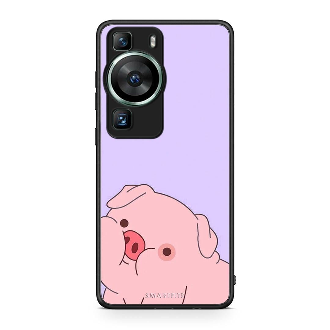 Θήκη Huawei P60 Pig Love 2 από τη Smartfits με σχέδιο στο πίσω μέρος και μαύρο περίβλημα | Huawei P60 Pig Love 2 Case with Colorful Back and Black Bezels