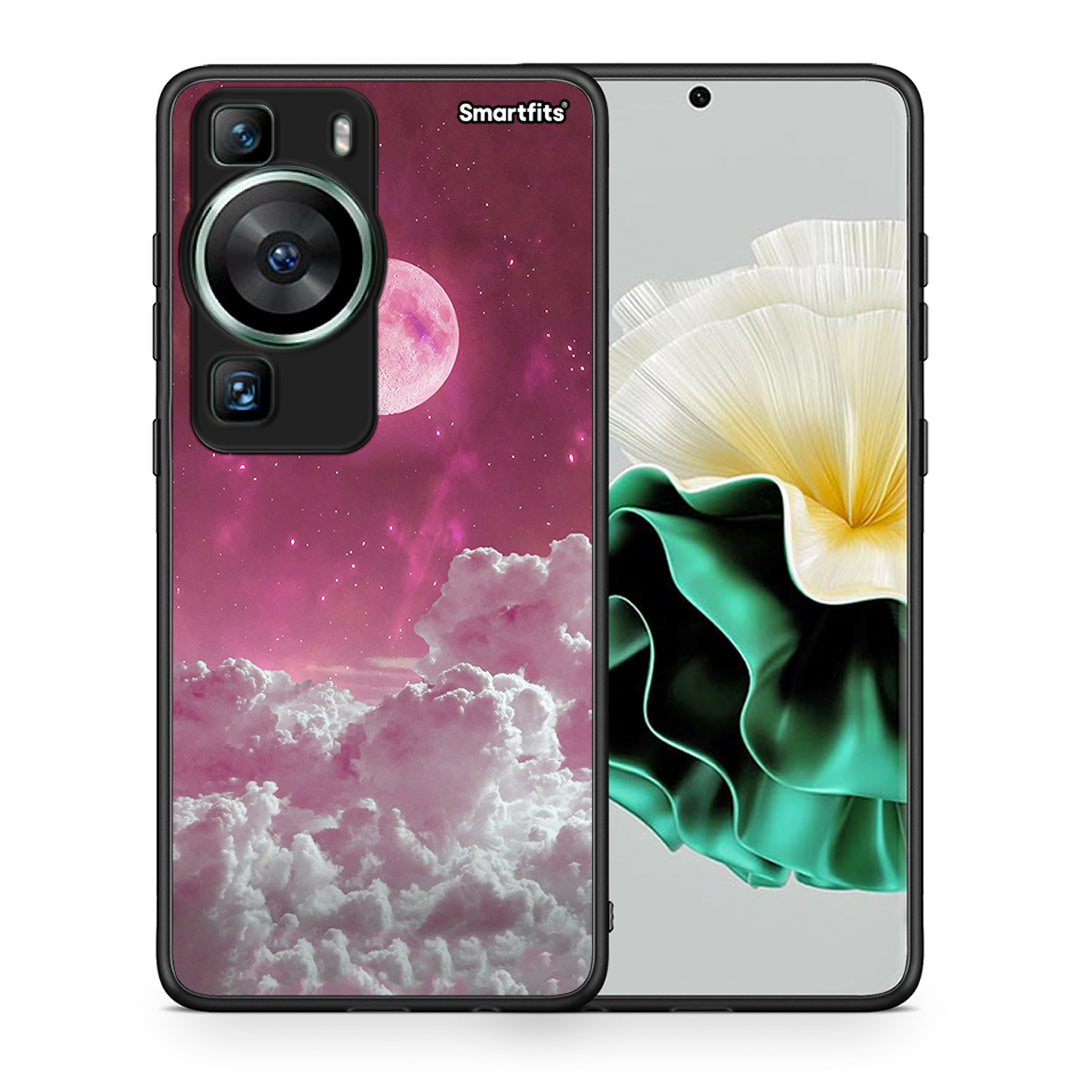 Θήκη Huawei P60 Pink Moon από τη Smartfits με σχέδιο στο πίσω μέρος και μαύρο περίβλημα | Huawei P60 Pink Moon Case with Colorful Back and Black Bezels