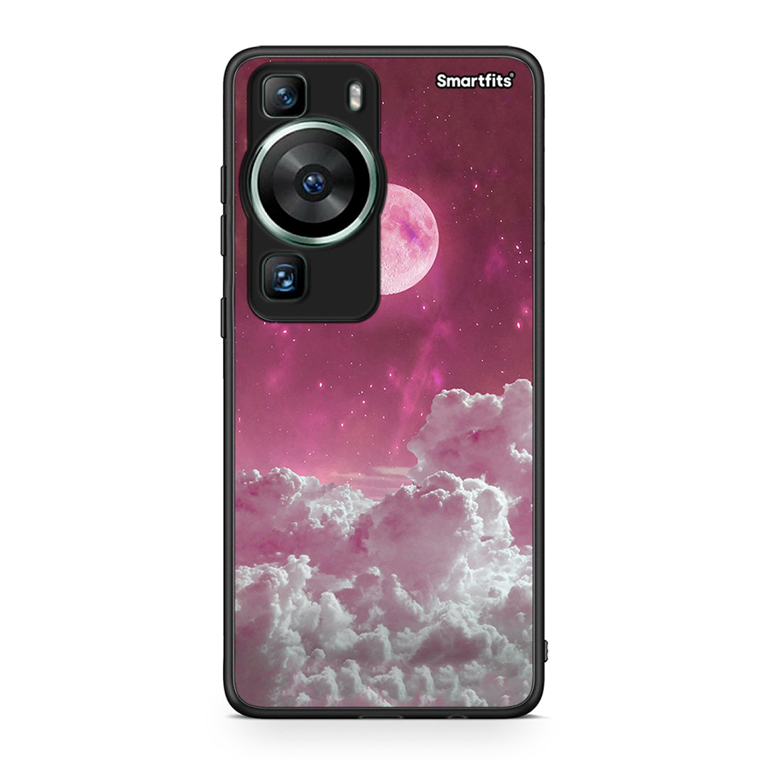 Θήκη Huawei P60 Pink Moon από τη Smartfits με σχέδιο στο πίσω μέρος και μαύρο περίβλημα | Huawei P60 Pink Moon Case with Colorful Back and Black Bezels