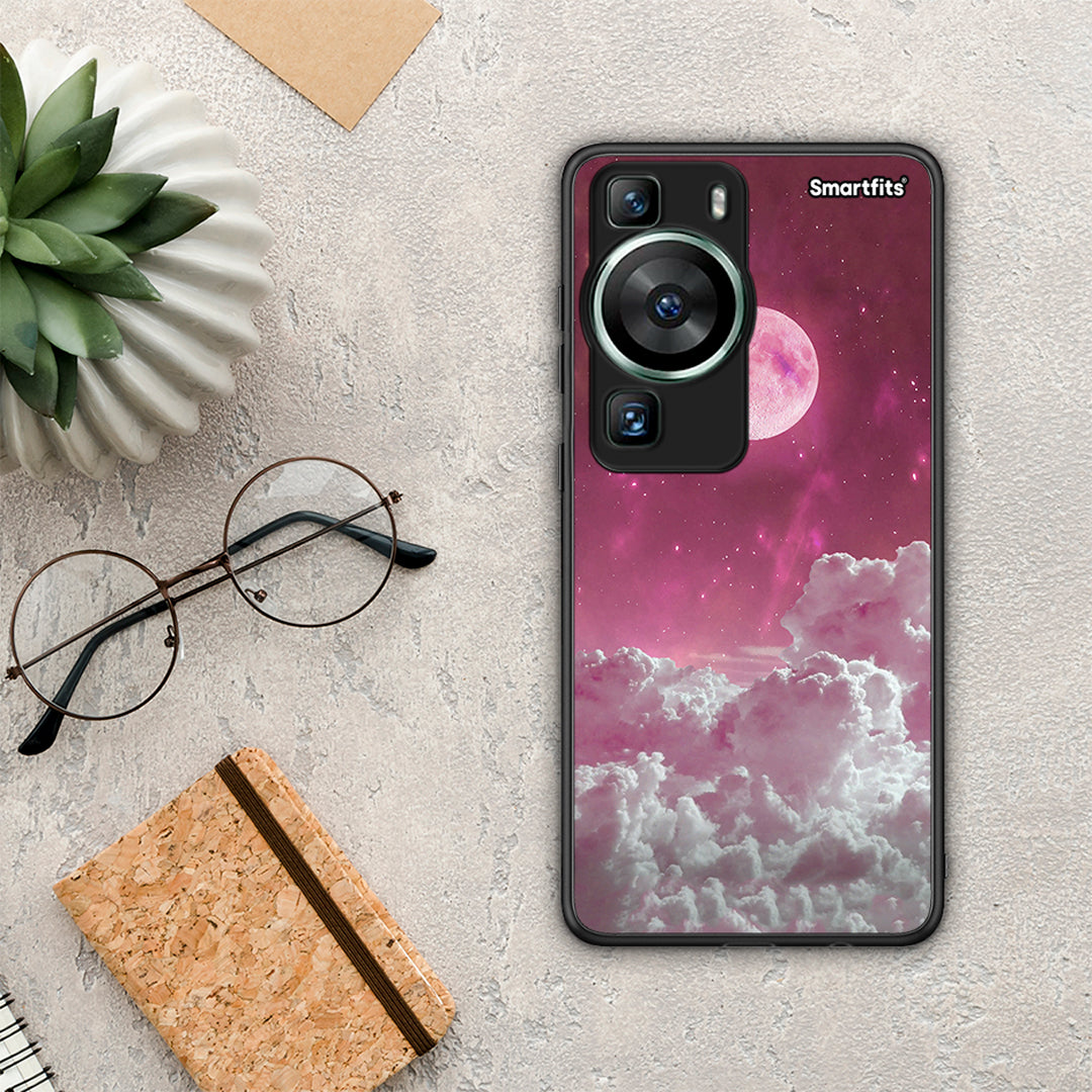 Θήκη Huawei P60 Pink Moon από τη Smartfits με σχέδιο στο πίσω μέρος και μαύρο περίβλημα | Huawei P60 Pink Moon Case with Colorful Back and Black Bezels