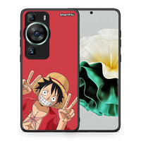 Thumbnail for Θήκη Huawei P60 Pirate Luffy από τη Smartfits με σχέδιο στο πίσω μέρος και μαύρο περίβλημα | Huawei P60 Pirate Luffy Case with Colorful Back and Black Bezels