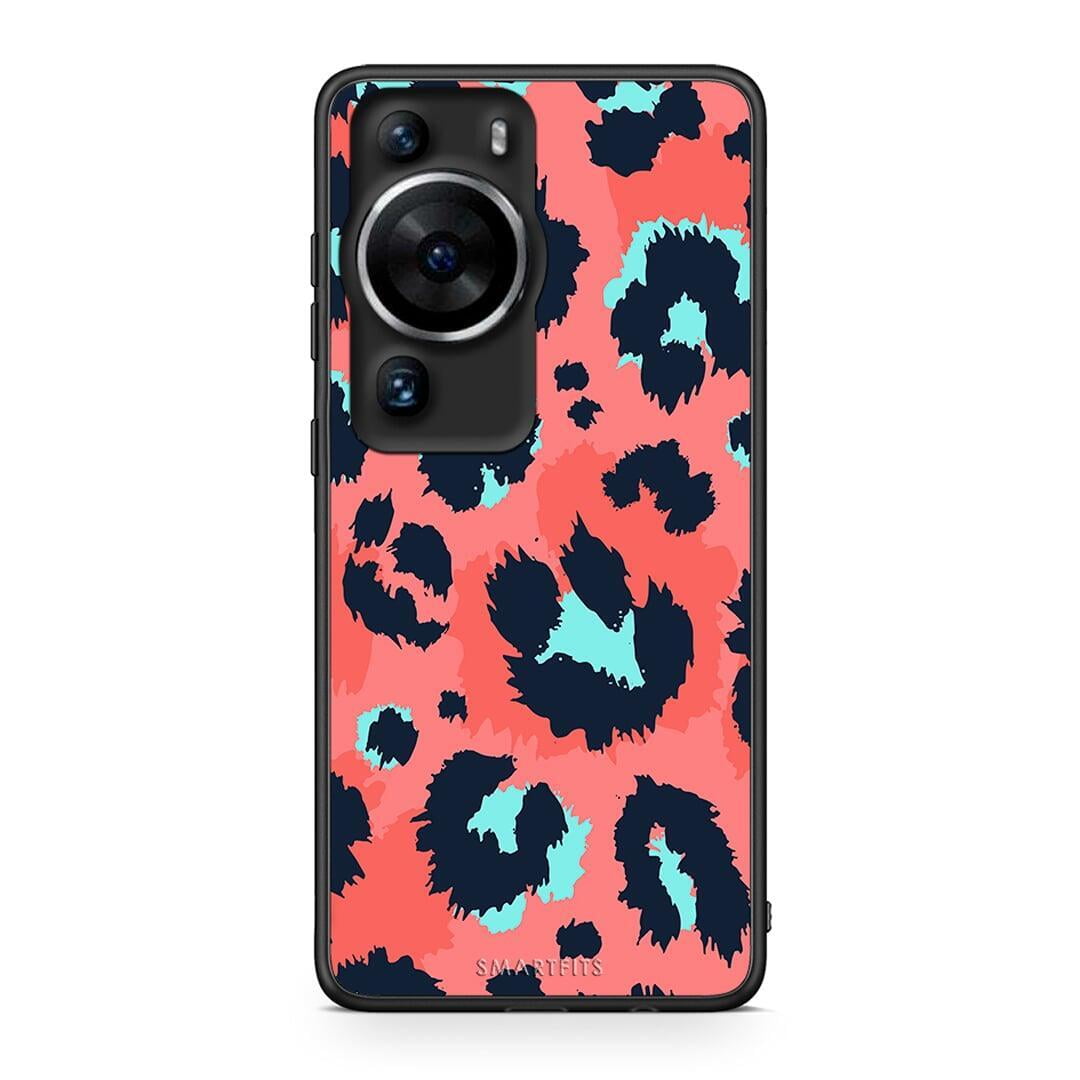 Θήκη Huawei P60 Pro Animal Pink Leopard από τη Smartfits με σχέδιο στο πίσω μέρος και μαύρο περίβλημα | Huawei P60 Pro Animal Pink Leopard Case with Colorful Back and Black Bezels