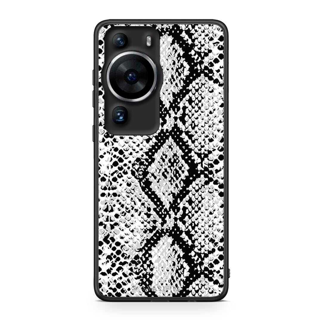 Θήκη Huawei P60 Pro Animal White Snake από τη Smartfits με σχέδιο στο πίσω μέρος και μαύρο περίβλημα | Huawei P60 Pro Animal White Snake Case with Colorful Back and Black Bezels