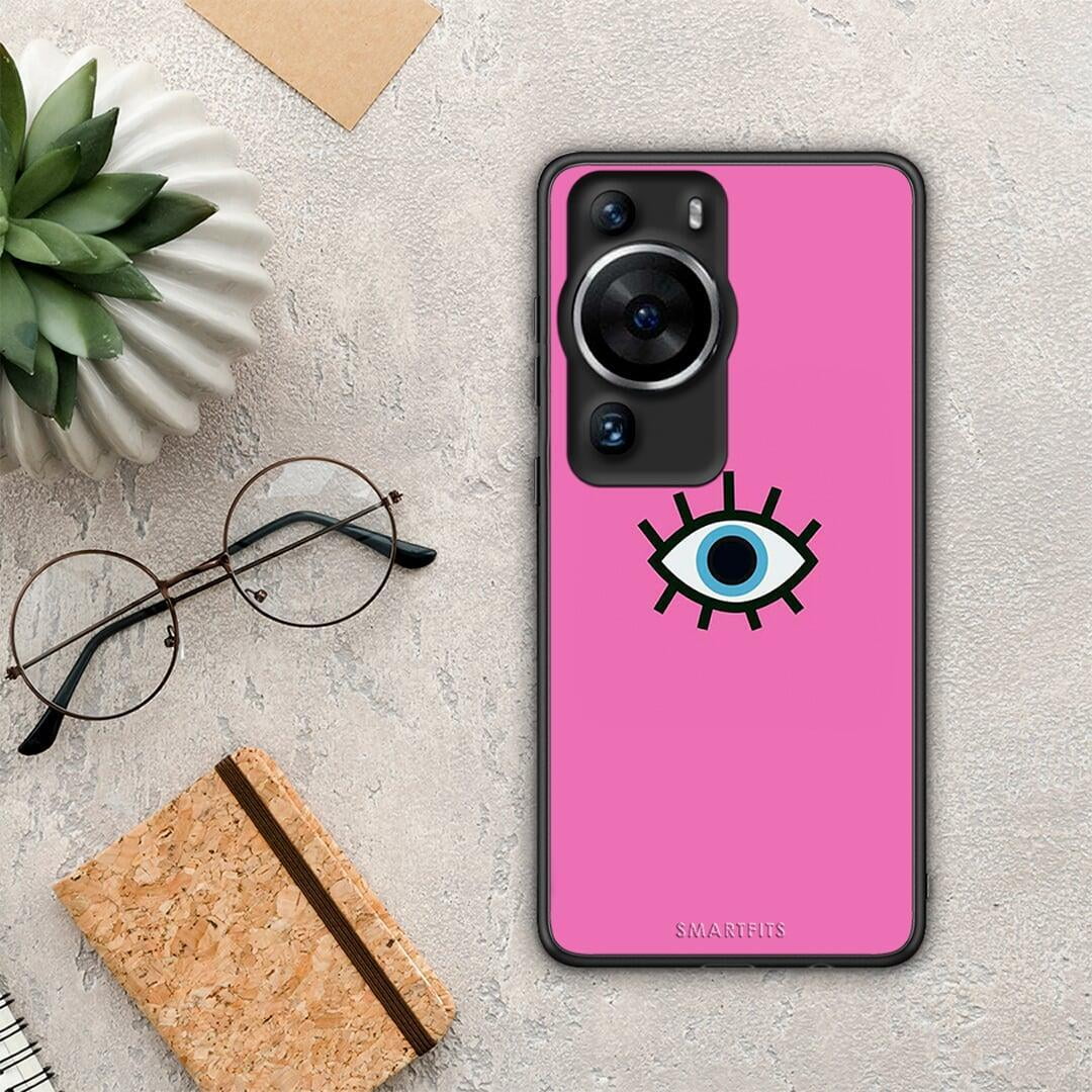 Θήκη Huawei P60 Pro Blue Eye Pink από τη Smartfits με σχέδιο στο πίσω μέρος και μαύρο περίβλημα | Huawei P60 Pro Blue Eye Pink Case with Colorful Back and Black Bezels