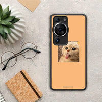 Thumbnail for Θήκη Huawei P60 Pro Cat Tongue από τη Smartfits με σχέδιο στο πίσω μέρος και μαύρο περίβλημα | Huawei P60 Pro Cat Tongue Case with Colorful Back and Black Bezels