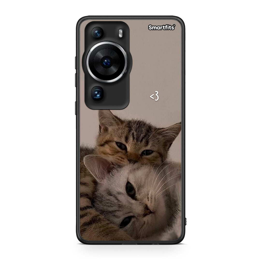 Θήκη Huawei P60 Pro Cats In Love από τη Smartfits με σχέδιο στο πίσω μέρος και μαύρο περίβλημα | Huawei P60 Pro Cats In Love Case with Colorful Back and Black Bezels