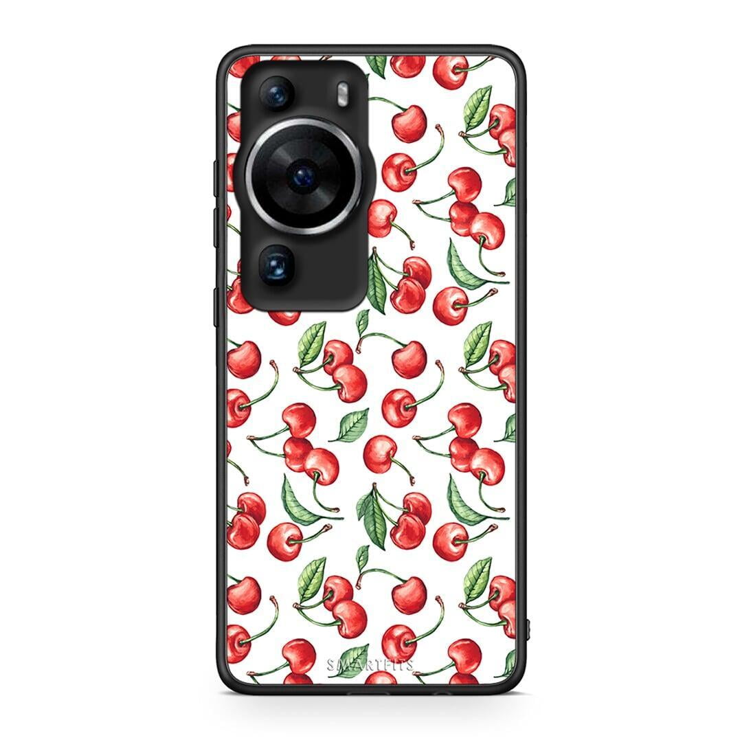 Θήκη Huawei P60 Pro Cherry Summer από τη Smartfits με σχέδιο στο πίσω μέρος και μαύρο περίβλημα | Huawei P60 Pro Cherry Summer Case with Colorful Back and Black Bezels