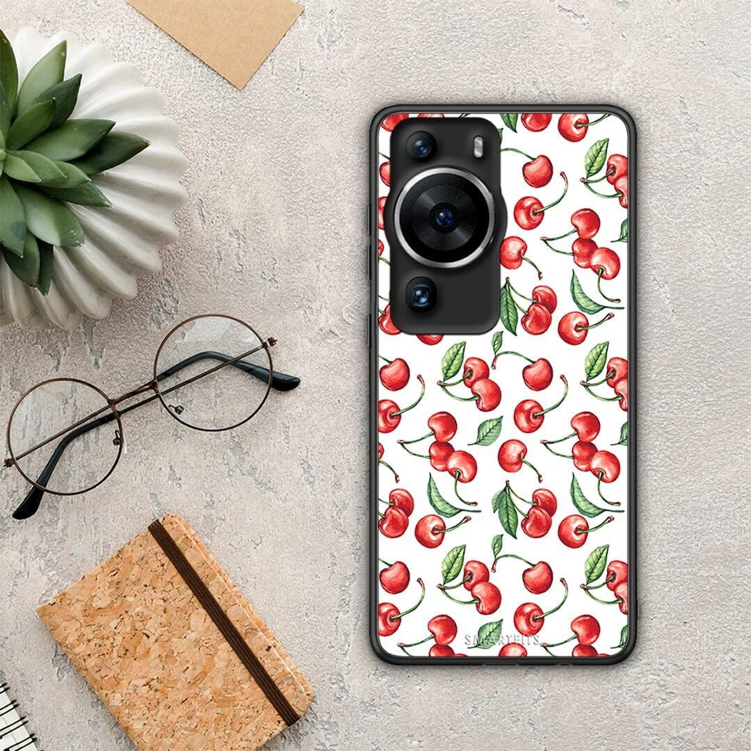 Θήκη Huawei P60 Pro Cherry Summer από τη Smartfits με σχέδιο στο πίσω μέρος και μαύρο περίβλημα | Huawei P60 Pro Cherry Summer Case with Colorful Back and Black Bezels