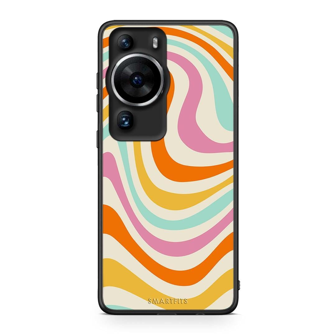 Θήκη Huawei P60 Pro Colourful Waves από τη Smartfits με σχέδιο στο πίσω μέρος και μαύρο περίβλημα | Huawei P60 Pro Colourful Waves Case with Colorful Back and Black Bezels