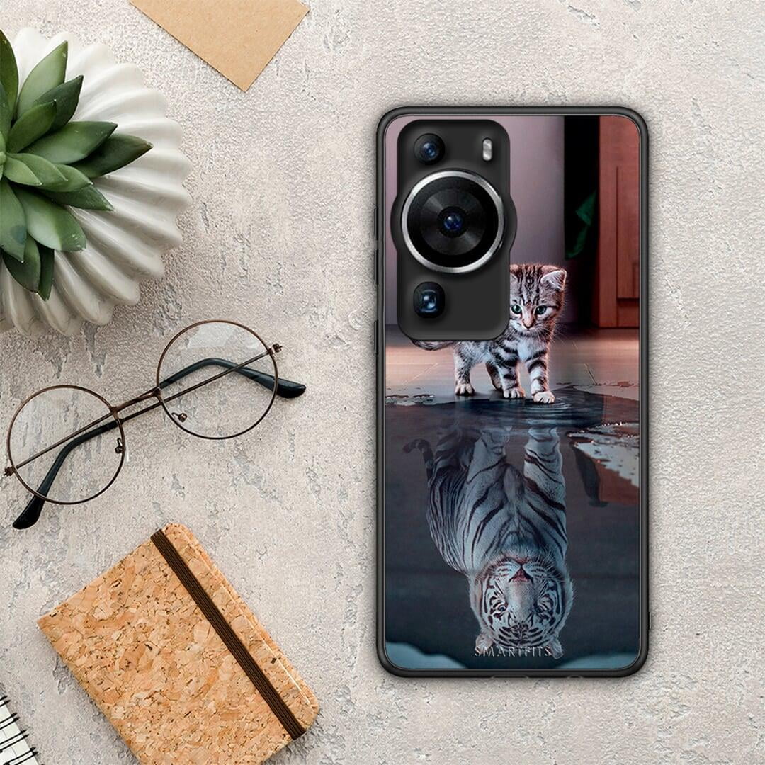 Θήκη Huawei P60 Pro Cute Tiger από τη Smartfits με σχέδιο στο πίσω μέρος και μαύρο περίβλημα | Huawei P60 Pro Cute Tiger Case with Colorful Back and Black Bezels