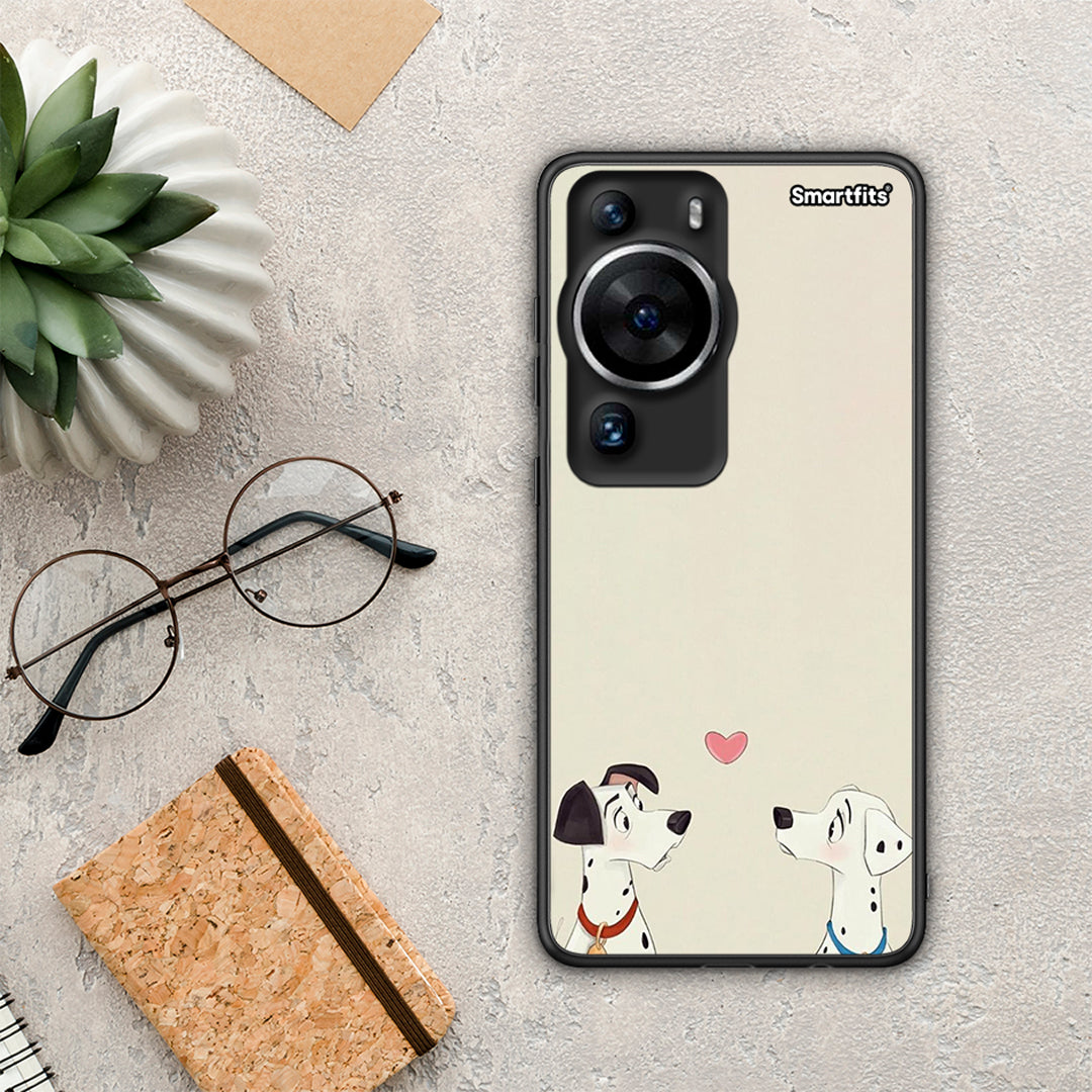 Θήκη Huawei P60 Pro Dalmatians Love από τη Smartfits με σχέδιο στο πίσω μέρος και μαύρο περίβλημα | Huawei P60 Pro Dalmatians Love Case with Colorful Back and Black Bezels