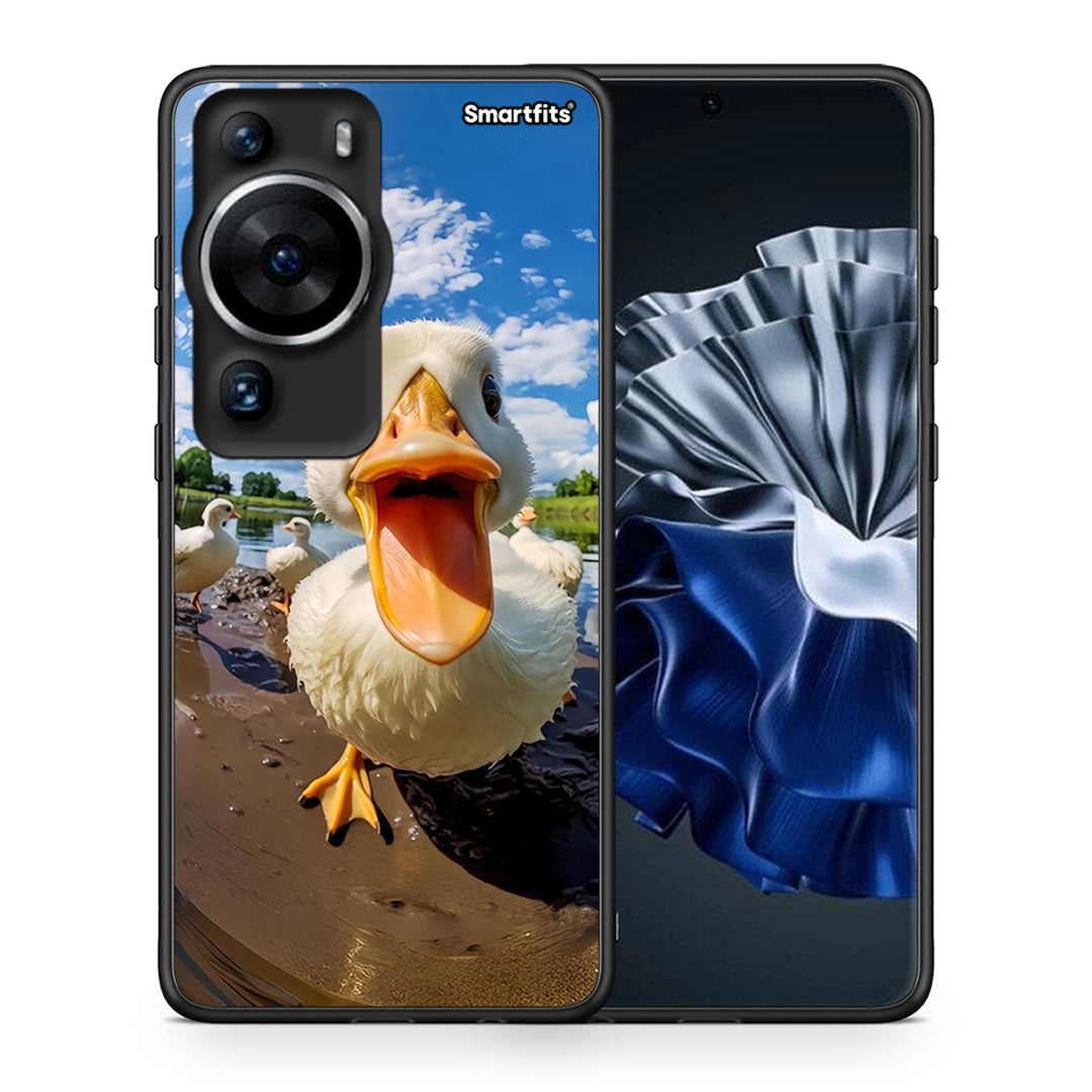 Θήκη Huawei P60 Pro Duck Face από τη Smartfits με σχέδιο στο πίσω μέρος και μαύρο περίβλημα | Huawei P60 Pro Duck Face Case with Colorful Back and Black Bezels