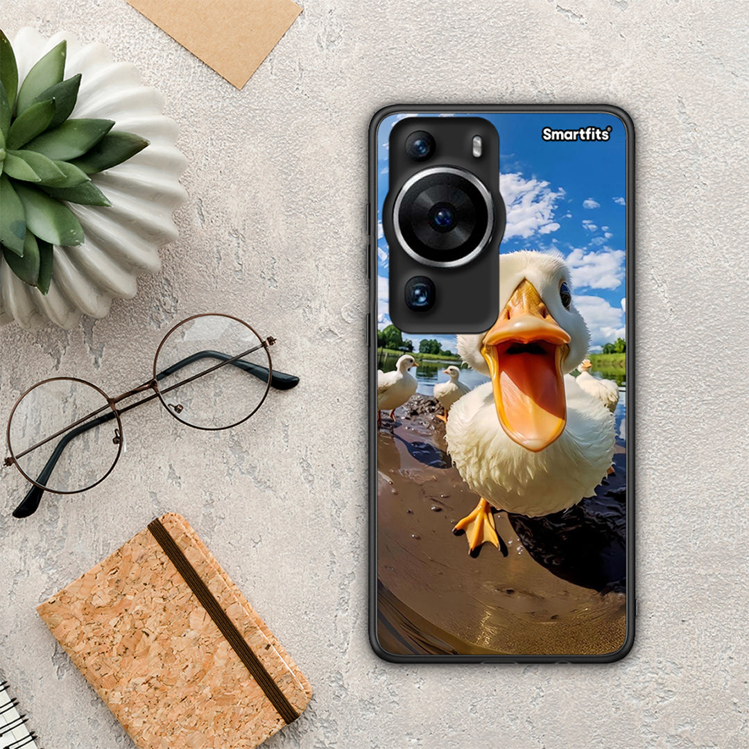 Θήκη Huawei P60 Pro Duck Face από τη Smartfits με σχέδιο στο πίσω μέρος και μαύρο περίβλημα | Huawei P60 Pro Duck Face Case with Colorful Back and Black Bezels