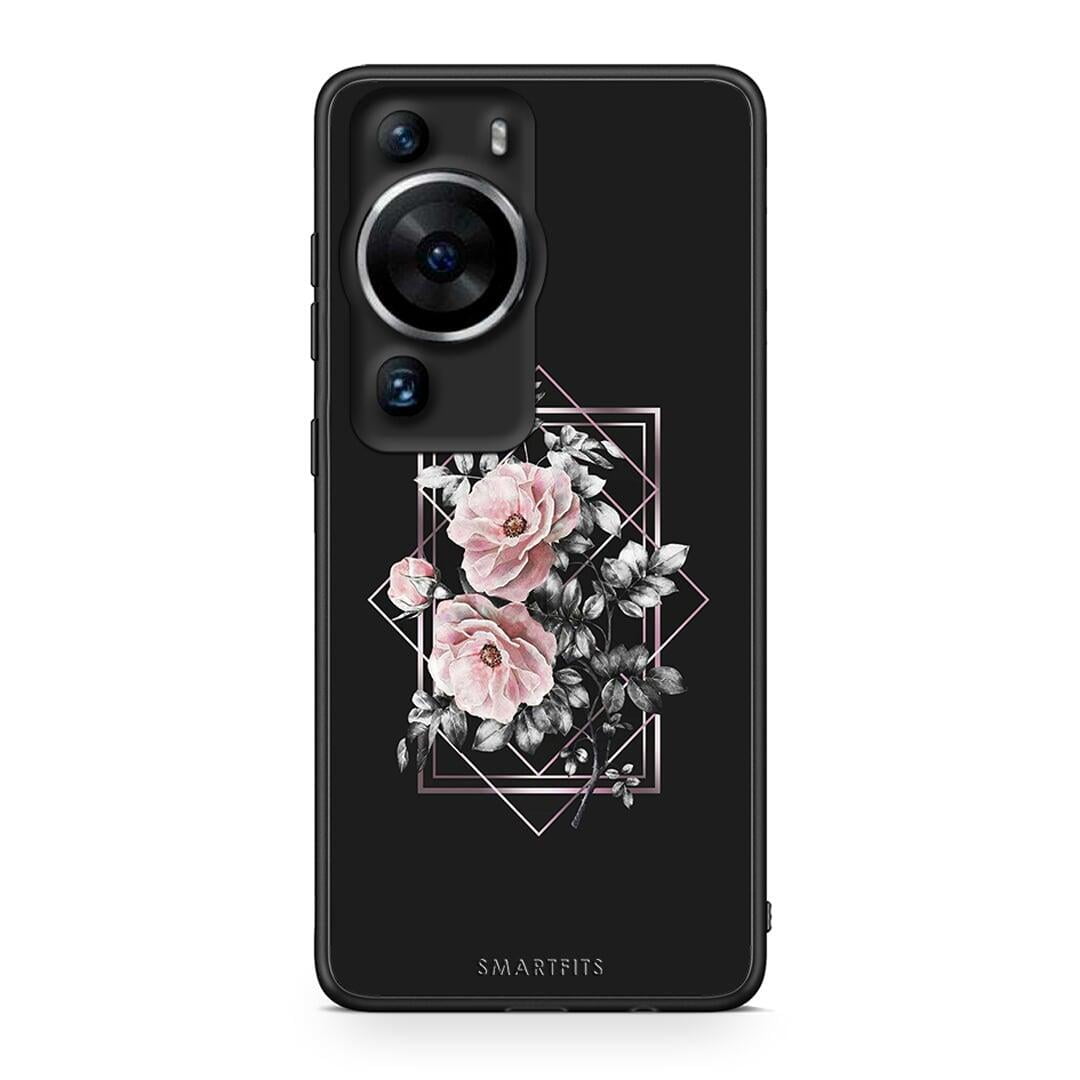 Θήκη Huawei P60 Pro Flower Frame από τη Smartfits με σχέδιο στο πίσω μέρος και μαύρο περίβλημα | Huawei P60 Pro Flower Frame Case with Colorful Back and Black Bezels