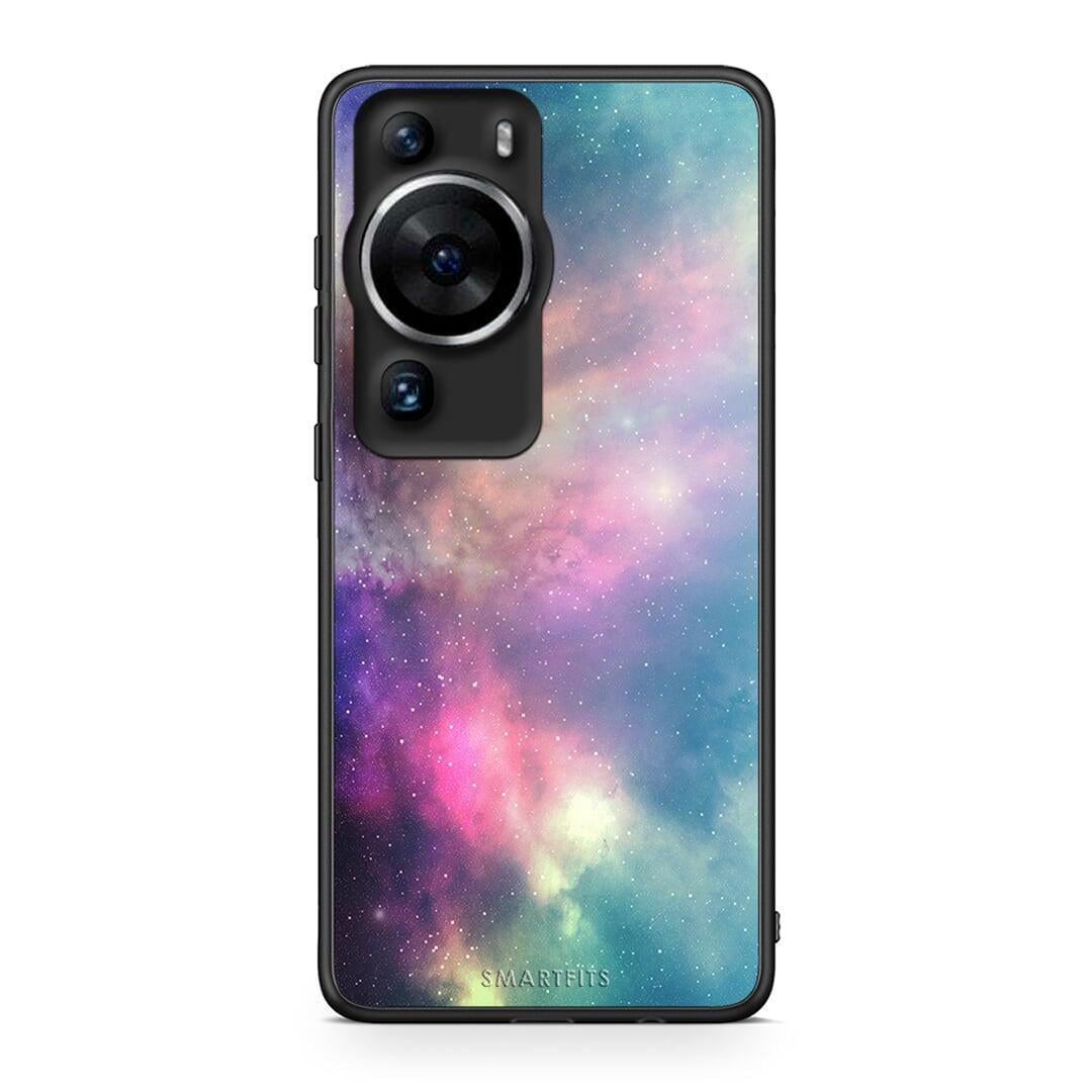 Θήκη Huawei P60 Pro Galactic Rainbow από τη Smartfits με σχέδιο στο πίσω μέρος και μαύρο περίβλημα | Huawei P60 Pro Galactic Rainbow Case with Colorful Back and Black Bezels