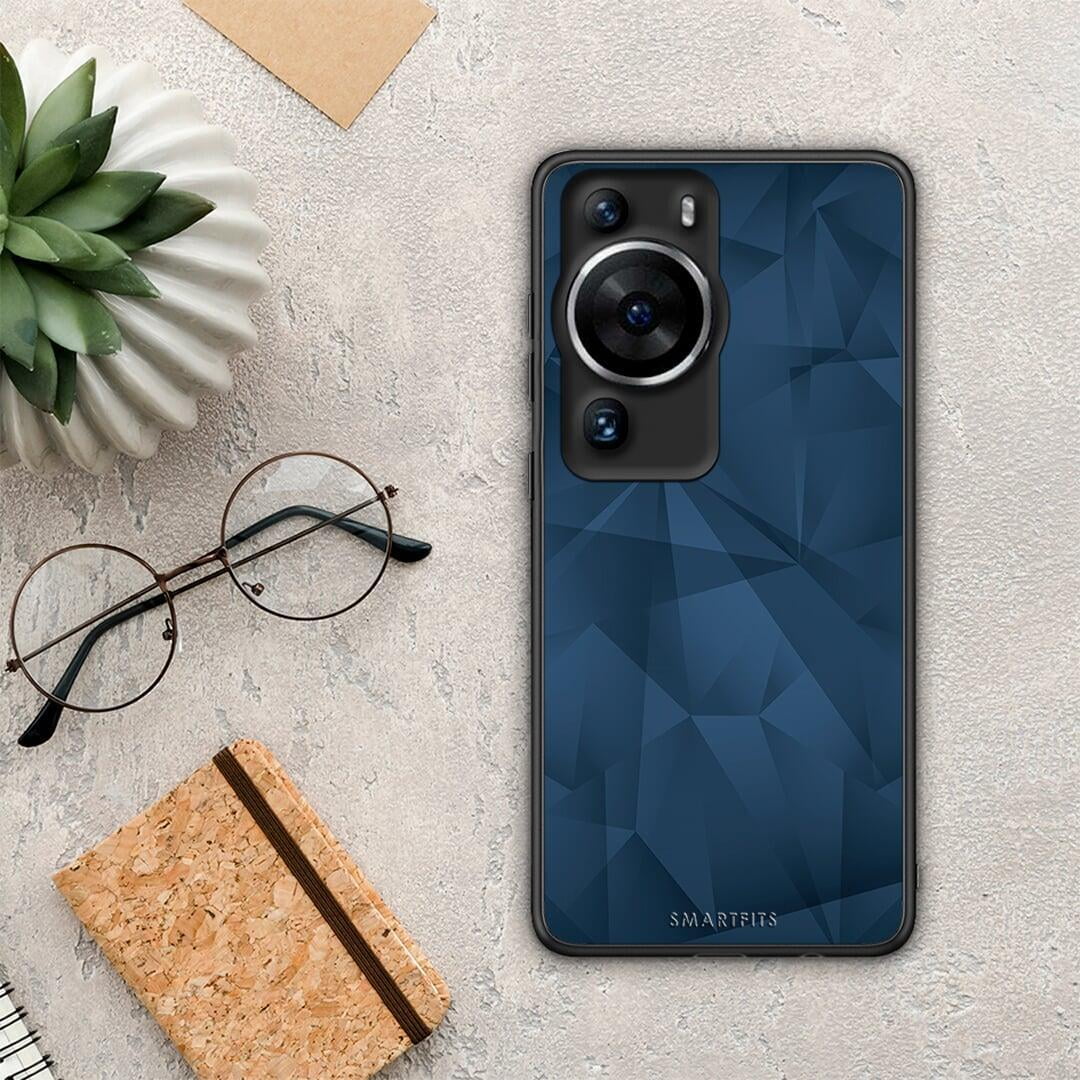 Θήκη Huawei P60 Pro Geometric Blue Abstract από τη Smartfits με σχέδιο στο πίσω μέρος και μαύρο περίβλημα | Huawei P60 Pro Geometric Blue Abstract Case with Colorful Back and Black Bezels