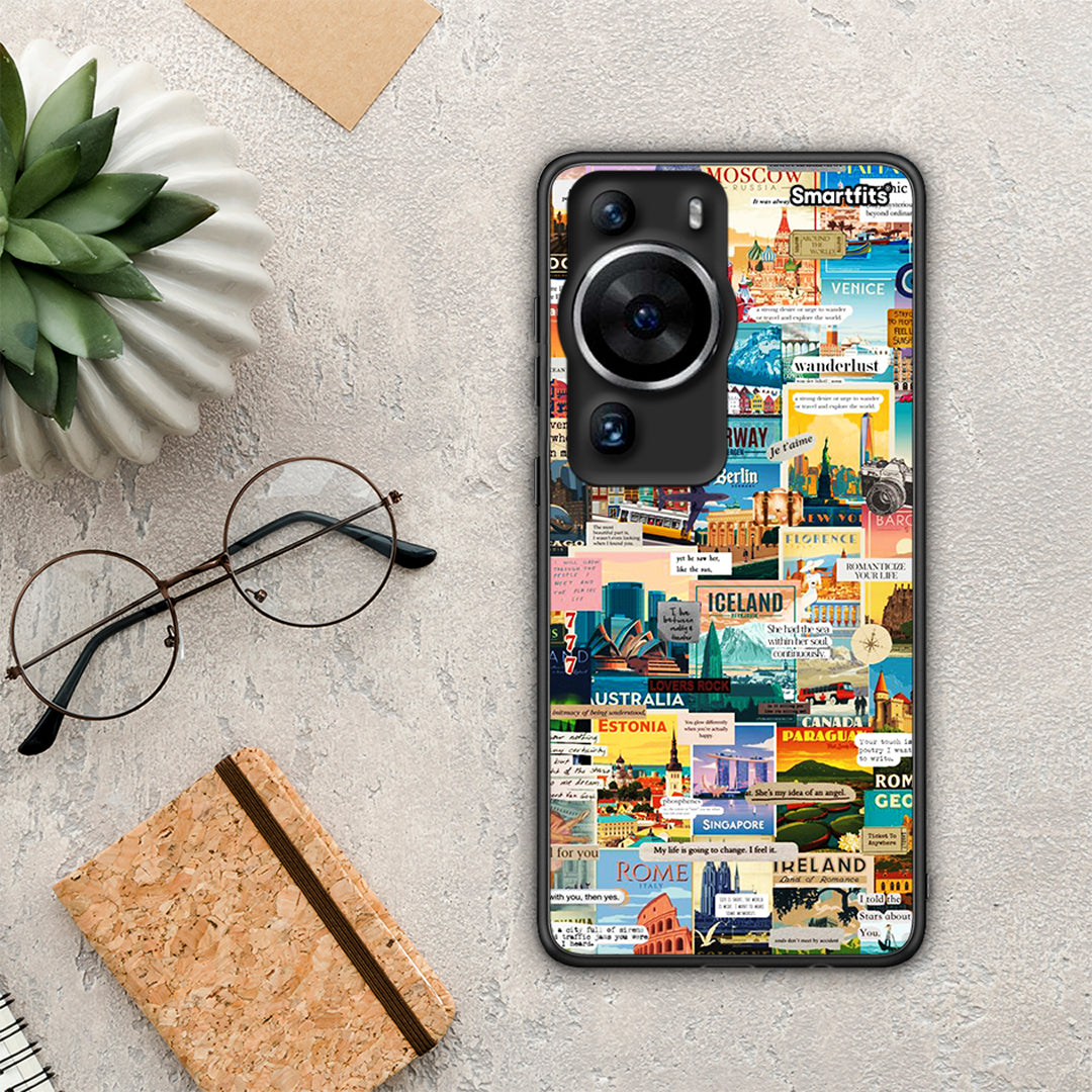 Θήκη Huawei P60 Pro Live To Travel από τη Smartfits με σχέδιο στο πίσω μέρος και μαύρο περίβλημα | Huawei P60 Pro Live To Travel Case with Colorful Back and Black Bezels