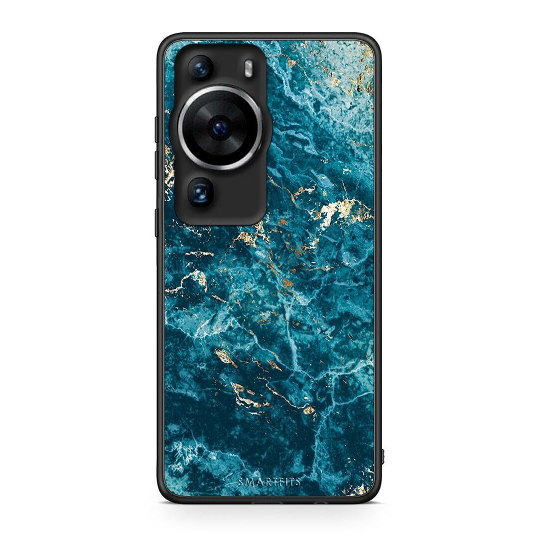Θήκη Huawei P60 Pro Marble Blue από τη Smartfits με σχέδιο στο πίσω μέρος και μαύρο περίβλημα | Huawei P60 Pro Marble Blue Case with Colorful Back and Black Bezels