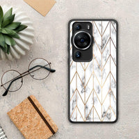 Thumbnail for Θήκη Huawei P60 Pro Marble Gold Geometric από τη Smartfits με σχέδιο στο πίσω μέρος και μαύρο περίβλημα | Huawei P60 Pro Marble Gold Geometric Case with Colorful Back and Black Bezels