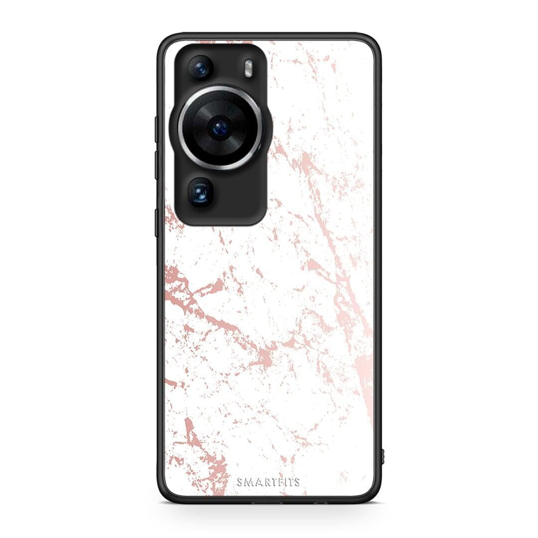 Θήκη Huawei P60 Pro Marble Pink Splash από τη Smartfits με σχέδιο στο πίσω μέρος και μαύρο περίβλημα | Huawei P60 Pro Marble Pink Splash Case with Colorful Back and Black Bezels