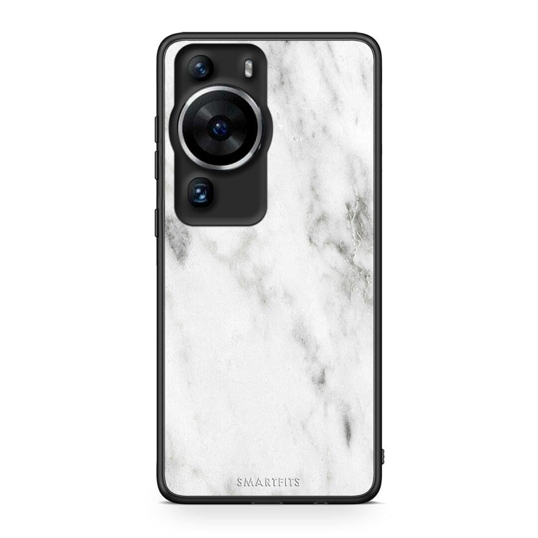 Θήκη Huawei P60 Pro Marble White από τη Smartfits με σχέδιο στο πίσω μέρος και μαύρο περίβλημα | Huawei P60 Pro Marble White Case with Colorful Back and Black Bezels